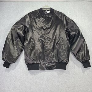 Vintage Westark Satin Nylon Snap Front Jacket Mens Large Black Made USA